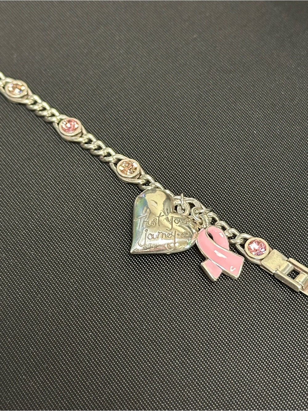 Brighton Breast Cancer Awareness Pink Ribbon Heart Charm Bracelet
